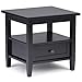 Simpli Home AXWSH002-BL Warm Shaker Solid Wood 20 inch Wide Rectangle Rustic End Side Table in Black