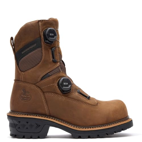 Georgia Boot LTX Logger Waterproof Composite Toe BOA Logger Brown Size 10.5(W)