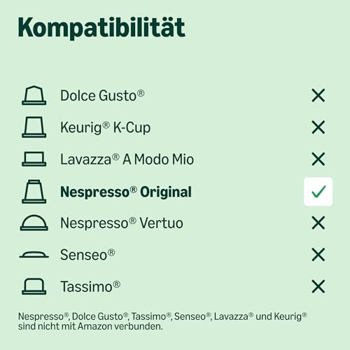 by Amazon Lungo Aluminium-Kaffeekapseln, kompatibel mit Nespresso, mittelgeröstet, 100 Stück (5 Packungen mit je 20 Stück) – Rainforest Alliance zertifiziert