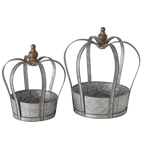 BOLTZE Pflanztopf Amalia Metall Höhe 35 cm grau, Shabby, Krone