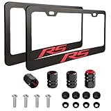 2Pack Matte Black Aluminum Alloy License Plate Covers Frames with 3D Embossed RS...