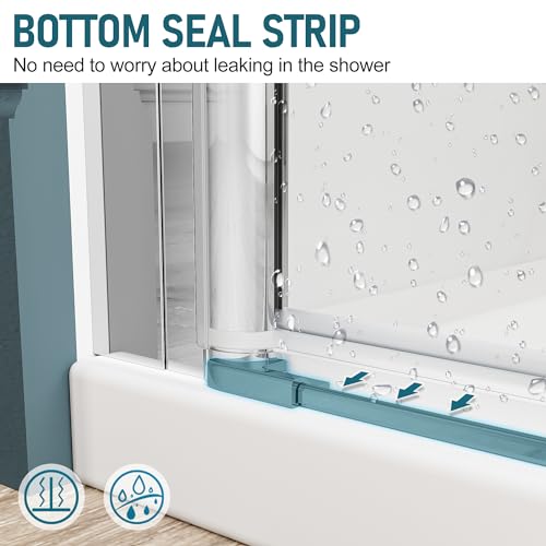 ELEGANT 34 in. W x 72 in. H Pivot Swing Shower Door, 1/4 in.Clear Glass, Frameless Shower Enclosure in Chrome Finish - Thumbnail 5