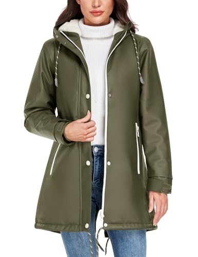 Vancavoo Wintermantel Damen Winterjacke Warm Gefüttert Wasserdicht Atmungsaktiv Regenmantel Übergangsjacke Winter Windbreaker Jacke Mantel Outdoorjacke mit...