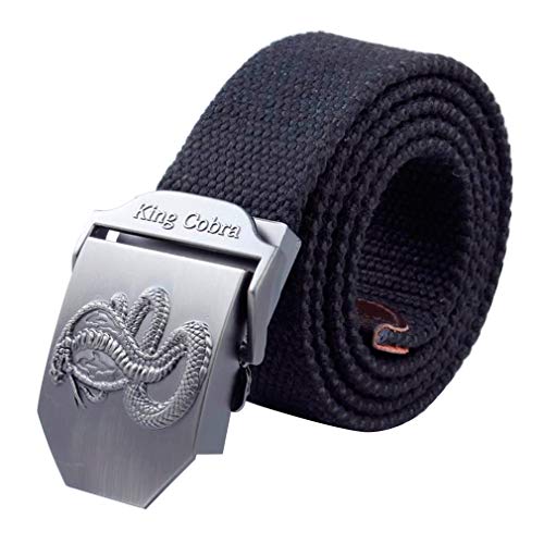 LKMY Mens Belt Nylon Canvas Breathable Military Tactical Men Waist Belt Snake Cobra Buckle with Jeans Strap Casual (black)