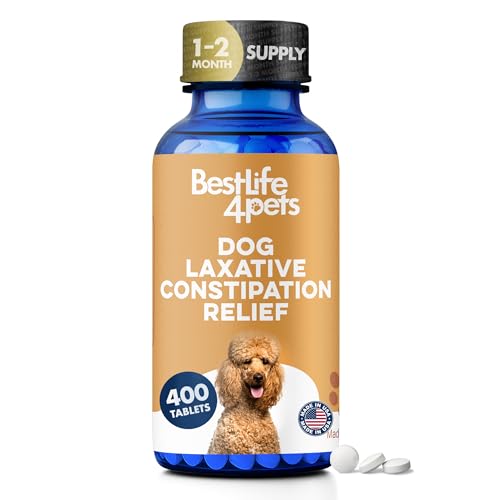 Dog Laxative Constipation Relief, Dog Stool Softener Remedy Eases Irregular Bowel Movements, Scooting & Rectal Itching; Supports Canine Digestion & Canine Gas Relief, 400 Odorless, Tasteless Pills