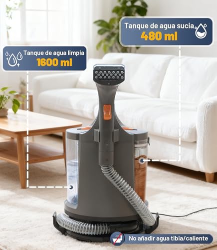 Miniatura 4 de Limpiador De Tapicería, 400 W, 12 Kpa, Aspirador Portátil Con Sistema De 2 Depósitos, Limpiador De Alfombras Y Quitamanchas Para Sofá, Alfombras, Coche, Cama Y Sofá