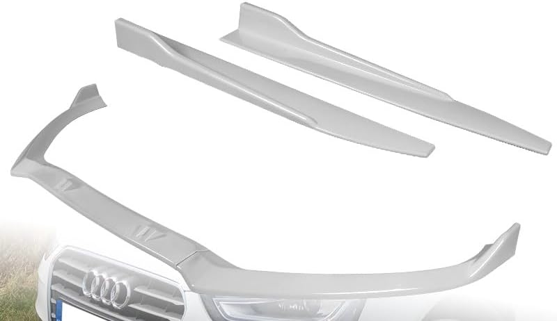 Stay-Tuned, 5PCS ABS STP-Style Front Bumper Lip Spoiler Body Kit + Universal 31" x 4" Side Skirts, Compatible with Audi A4 Quattro 2013 2014 2015 2016, Exterior Accessory (Painted White)