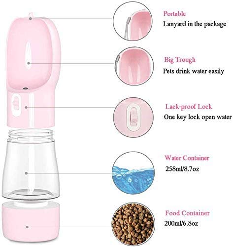 Maocg Dog Water Bottle For Walking, Multifunctional And Portable Dog Travel Water Dispenser With Food Container,Detachable Design Combo Cup For Drinking And Eating,Suitable For Cats And Puppy #TOP1