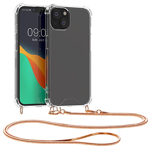 kwmobile 対応: Apple iPhone 13 ケース - 首掛け ストラップ付き シリコンケース 紐取り外しOK - ショルダーケース