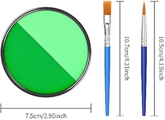 Green Face Body Paint Makeup Foundation 30g, Water Activated Dark Light Green Cream to Powder Face Body Paint for Halloween Costume Cosplay Theater Stage Dressup Makeup Matte Finish