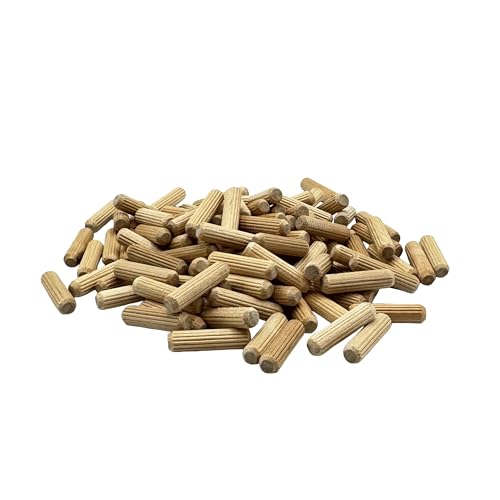 Rhino Wood Industries: 1/4 x 1 Wooden Dowel Pins 100-Pack Birch Hardwood Kiln-Dried Fluted & Beveled (1/4 x 1 100pk)