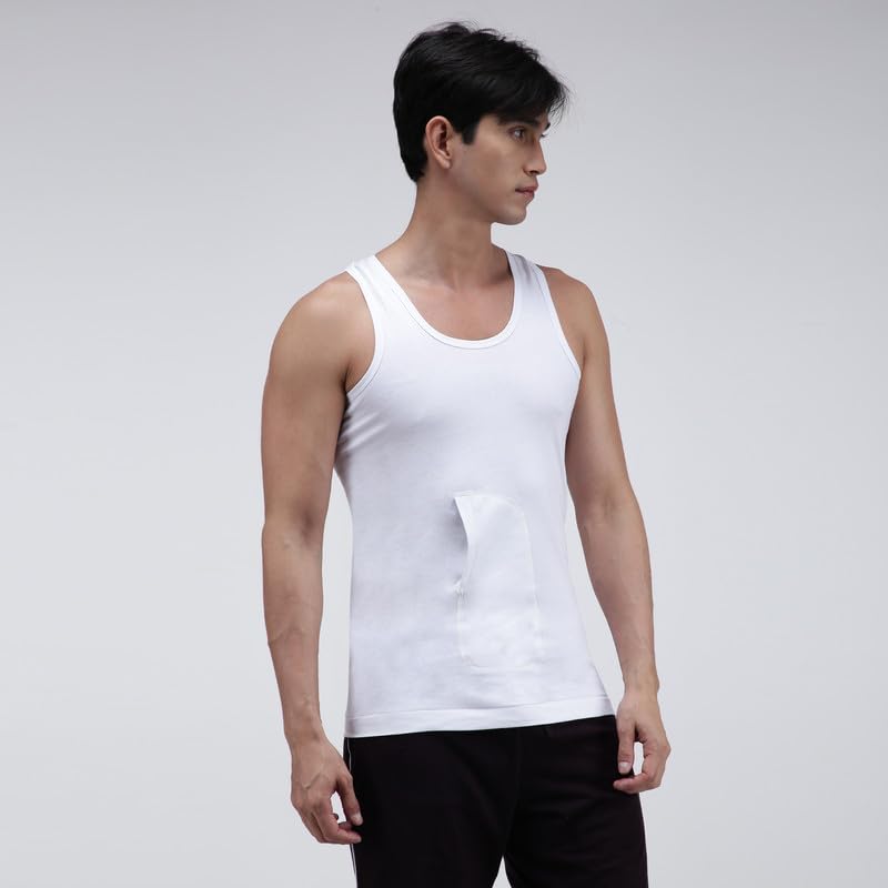 Amul Comfy White Men Cotton Solid Vest Sleeveless (Pack of 4) 4