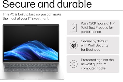Image of HP ProBook 4 G1a AI Laptop, 14 inch FHD+, AMD Ryzen 7 250, 64GB DDR5, 2TB SSD | Business PC, > Intel Ultra 7 165U, Radeon 780M Graphics, HP Wolf Security, Fingerprint, Backlit KB, 1080p Webcam, Win 11 Pro