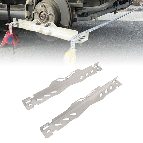 Yctze Auto-Achsmesswerkzeug, Rad-Achsmessplatte, Edelstahl, Robust, mit 2 Maßbändern, Genaues Messwerkzeug Zur Spureinstellung für SUV-Limousinen, Entwickelt für die Schnelle