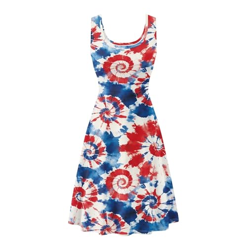 Image of TOADDITDO Women's Sleeveless O Neck Beach A-Line Party Coctail Tank Dresses Flared Sundress