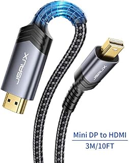 Mini DisplayPort(Mini DP) to HDMI Cable, JSAUX Thunderbolt 2 to HDMI 10FT Cord
