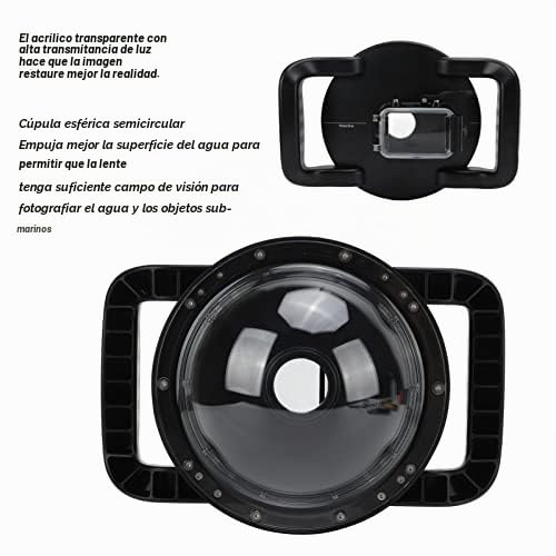 Estuche de Buceo para Cámara de Acción, Empuñadura Estabilizadora de Doble Asa con Lente de Puerto de Domo y Botón de Obturador, Estuche Impermeable para Fotografía Subacuática