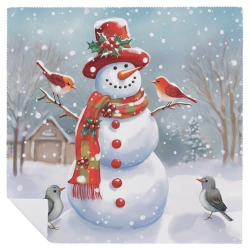 Servilletas de Tela Navidad Muñeco de Nieve y Pájaros miniatura 6