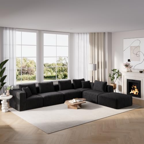 Image of Novilla 141 inch Modular Sectional Sofa, V Shape Customizable Sectional Couch, Modern Cloud Design with Smarts Coil Support, Boneless Sectional Couch for Living Room Apartment, No Assembly Required