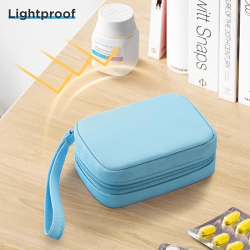 Image of Zannaki Cute Pill Organizer for Purse with Two Removable 7-Day Pill Box, Travel PU Leather Pill Case, Portable Weekly Pill Container with Storage Bag to Hold Vitamins, Fish Oils, Supplements (Blue)