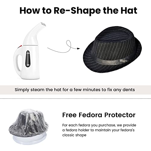 Younglove Men's Gangster Structured Pinstripe Short Brim Fedora Hat Black Fedora Hats For Women Men's Fedoras, Black #TOP5