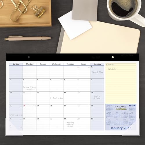 Image of AT-A-GLANCE 2027 Desk Pad Calendar, Monthly Desk Wall Planner, 13-Month Jan-Jan, 18 inch x 11 inch, QuickNotes (SK7100027)