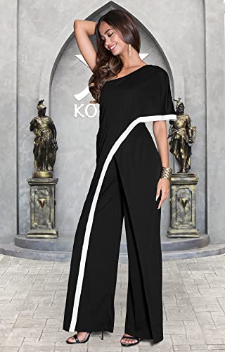 Image of KOH KOH Womens 2026 One Off Shoulder Asymmetric Long Pant Jumpsuit Romper