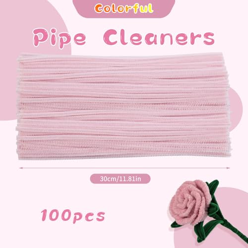 Image of Pipe Cleaners, 100Pcs Light Pink Pipe Cleaners Bulk for DIY Crafts