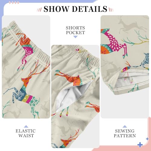 ZZXXB Colorful Reindeer Boys Long Pants Soft Trousers Elastic Waist Kids Lounge Bottoms with Pockets S-XL4