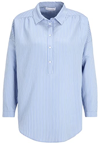 Tamaris Damen Gestreiftes Shirt mit halber Knopfleiste ARHAVI Weiß 38