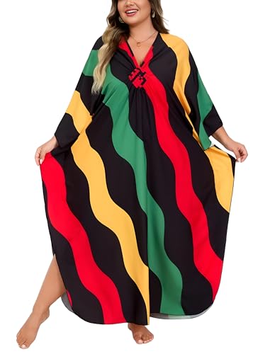 Image of Kaftan Dress for Women - Plus Size Caftan Maxi Beach Dress Moo Moos Loungewear, Swimsuit Cover Up for Beach, Pool or Vacation