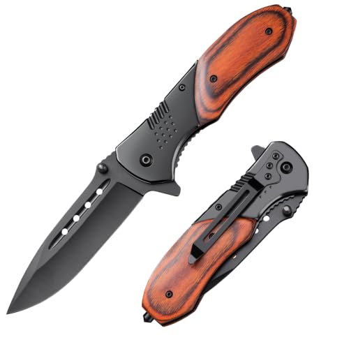 KEXMO Pocket Knife for Men, Wood Handle Folding...