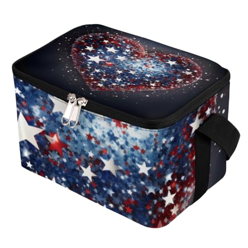 GzLeyigou Lunch Bags for Women Men 9 Cans,Abstract Heart Stars Hot & Cold Food Delivery Bag Insulated Grocery Bag Insulated Lunch Box Love Cooler Bag for Office Work Picnic Beach