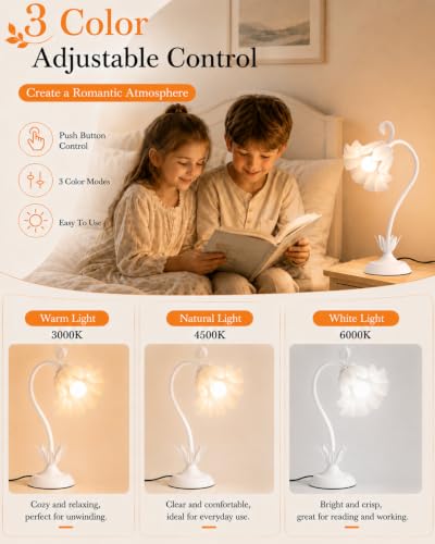 Image of WERFOP Flower Table Lamp Cute Desk Lamp for Bedroom Home Decor