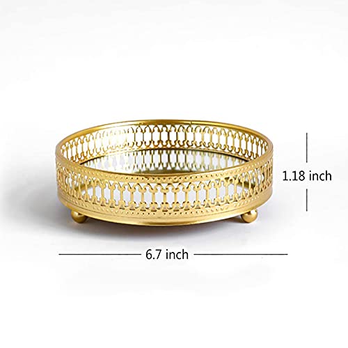 Homentum Tray Mirror Gold Perfume Tray Mirror Metal Decorative Vanity