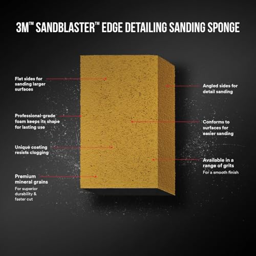 3M SandBlaster 9564 P150 SandBlaster Fine Dual Angle Sanding Sponge Between Coats -(Pack of 1)