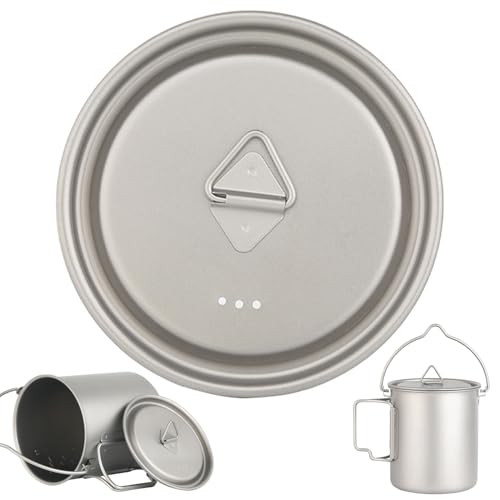 Xoeryoy Tapa de Taza de Titanio Tapa de Taza de Titanio Universal de 4 Pulgadas Olla de Camping portátil con Mango Plegable y Orificio de ventilación Resistente para mochilero para c