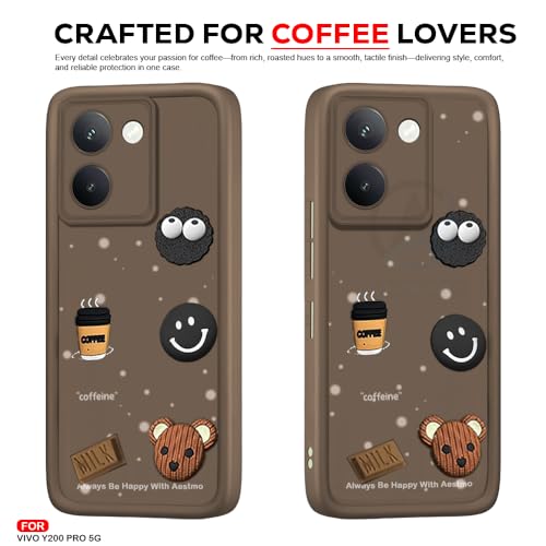 Image of AESTMO Back Case Cover for Vivo Y200 Pro 5G | Cute Fun Cartoon 3D Ball | Coffee Silicone Case | Full Body Protection | Camera Protection Back Cover for Vivo Y200 Pro 5G (Brown)