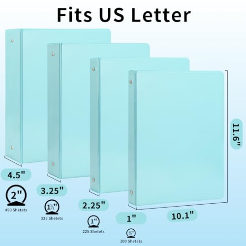 3 Ring Binders,1” Round Ring, Holds 8.5 * 11inch Papers, with 2 Pockets,6 Colors Binder Assorted Pack