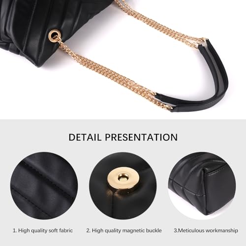Image of Women Shoulder Bag, Fashionable Quilted Vegan leather Crossbody Purses with Adjustable Chain Designer Purses