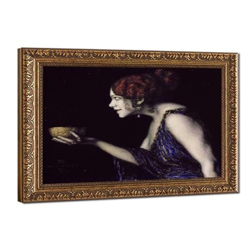 Toile Franz Von Stuck Tilla Durieux décoration murale salon tableau suspendu 40 cm
