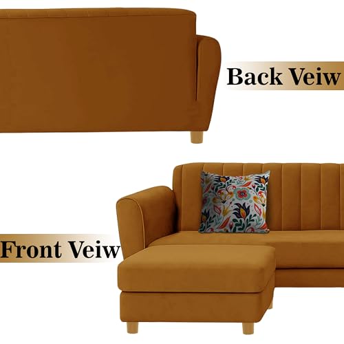 Image of Rosebell-Modern L-Shape Velvet Sofa Set for|Right-Hand Sectional Sofa with Tufted Back 4-Seater Corner Couch,Perfect for Home Office Guests Living Room-Golden