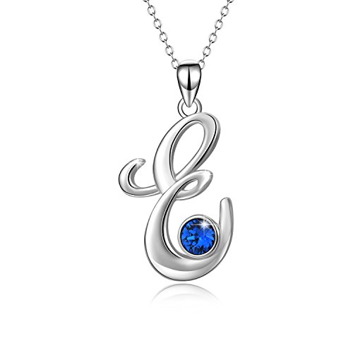 WINNICACA Christmas & Birthday Gifts: Initial Necklaces - 925 Sterling Silver Letter Pendants with Birthstone A-Z