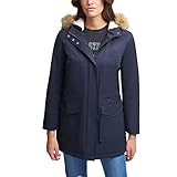 Levi's Women's Plus Size Performance Midlength Parka Jacket, navy/Sherpa lining, 2 X