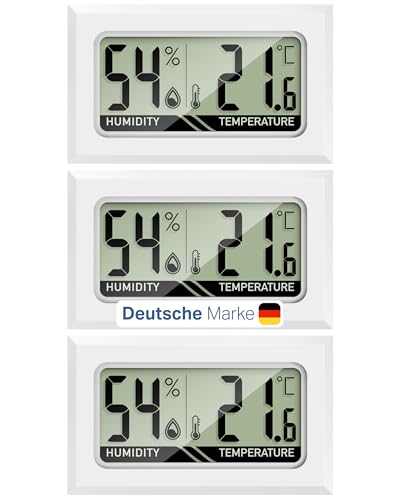 MAVORI Mini Hygrometer Innen 3er Set - Raumthermometer digital, weiß