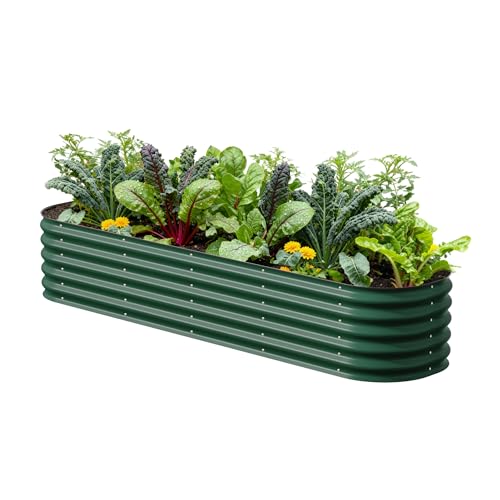 Vego garden Raised Garden Bed Kits, 17" Tall 9 in 1 8ft X 2ft Metal Raised Planter Bed for Vegetables Flowers Ground Planter Box-British Green