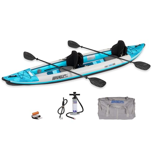 Sea Eagle 385FT Redesigned Fasttrack Inflatable Kayak 12'8" 2 Person Touring Kayak, Attached Rigid...