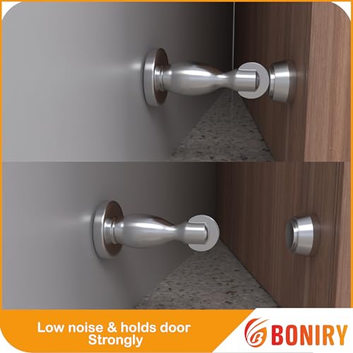 Image of Boniry Premium Magnetic Door Stopper | Durable, Stylish & Rustproof | Protects Doors | Strong Hold, Easy Installation | Perfect for Home & Office Use (2, Silver)