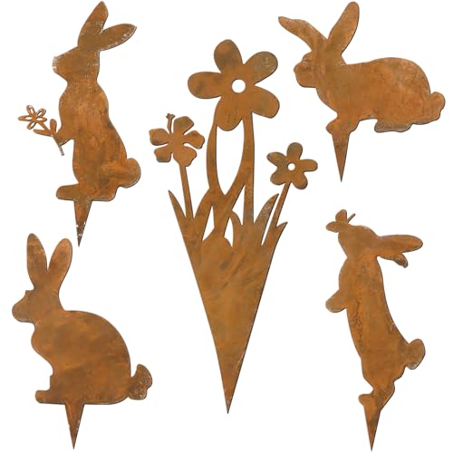 HUYUE Gartenstecker Rost Ostern Hase Deko Osterhase für Gartendeko...