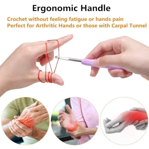 Image of Yarniss Crochet Hooks,14 Size Crochet Set 2mm(B)-10mm(N), Ergonomic Crochet Hooks Set with Case for Beginner,Long Crochet Needles (Pack of 2)